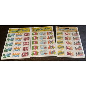 Vtg Stickers Teacher School Grading Seals Eureka Wow Neat Super Dynamite Fantast